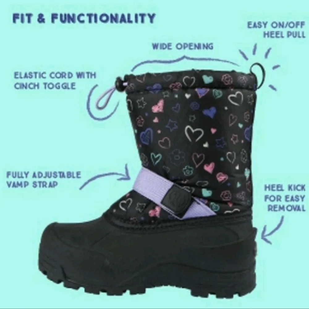 Northside Frosty Lavender & Black 3M Thinsulate Winter Snow Boots Sz 1 Outdoor